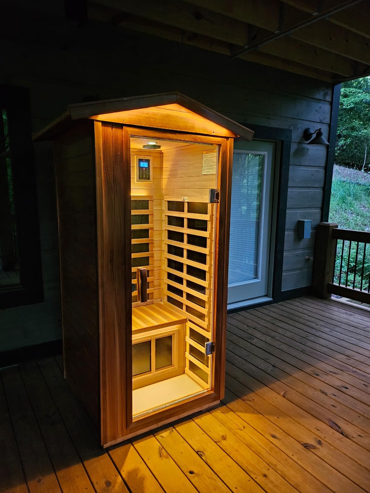LTCCDSS Ultra-Low EMF Outdoor Sauna 1 Person, Red Cedar Far Infrared Sauna, EMF Average 0.5 mG Reading, Withstand Outdoor Temp -10°F-149°F - Customer Photo 2
