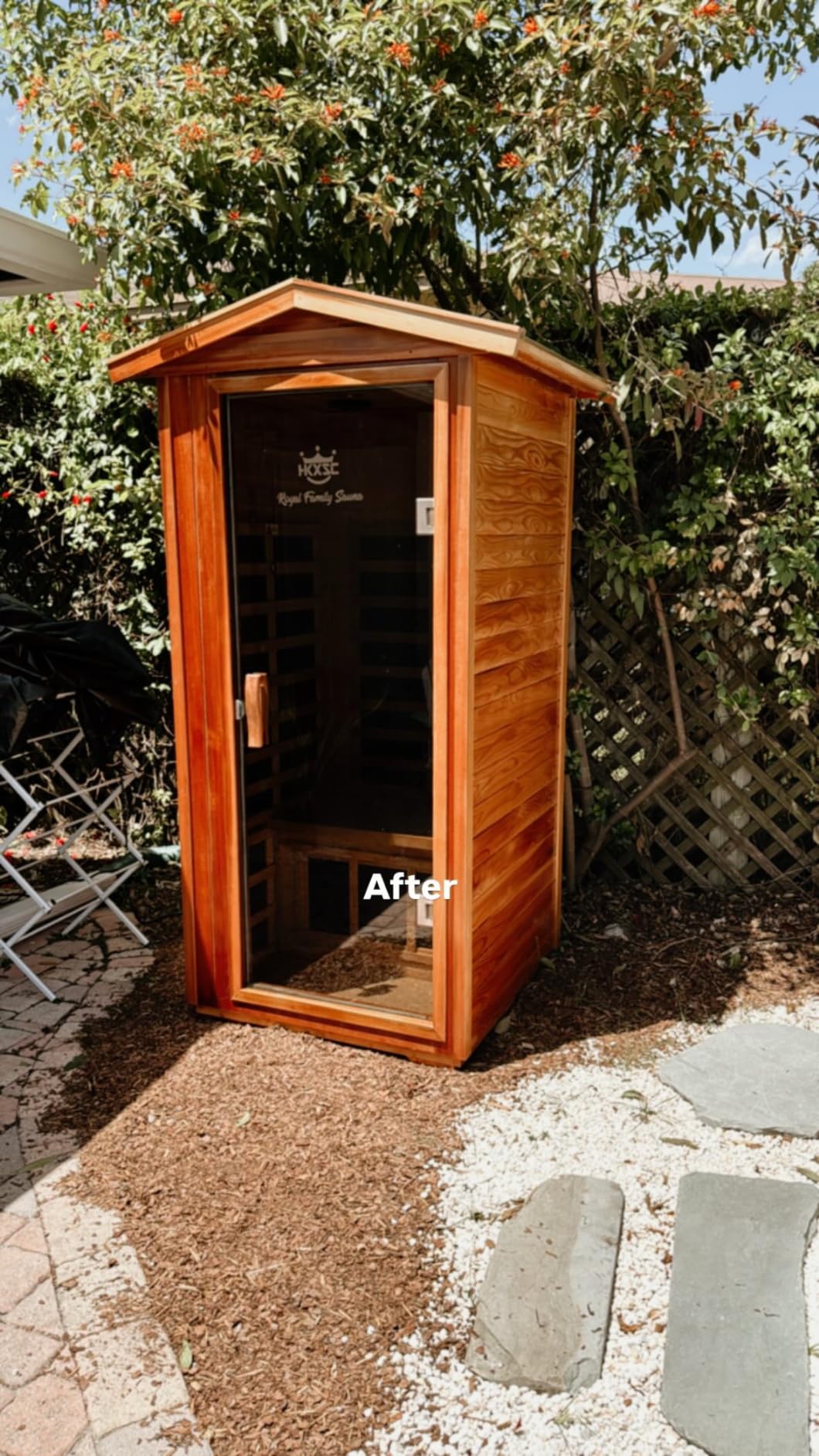 LTCCDSS Ultra-Low EMF Outdoor Sauna 1 Person, Red Cedar Far Infrared Sauna, EMF Average 0.5 mG Reading, Withstand Outdoor Temp -10°F-149°F - Customer Photo 5
