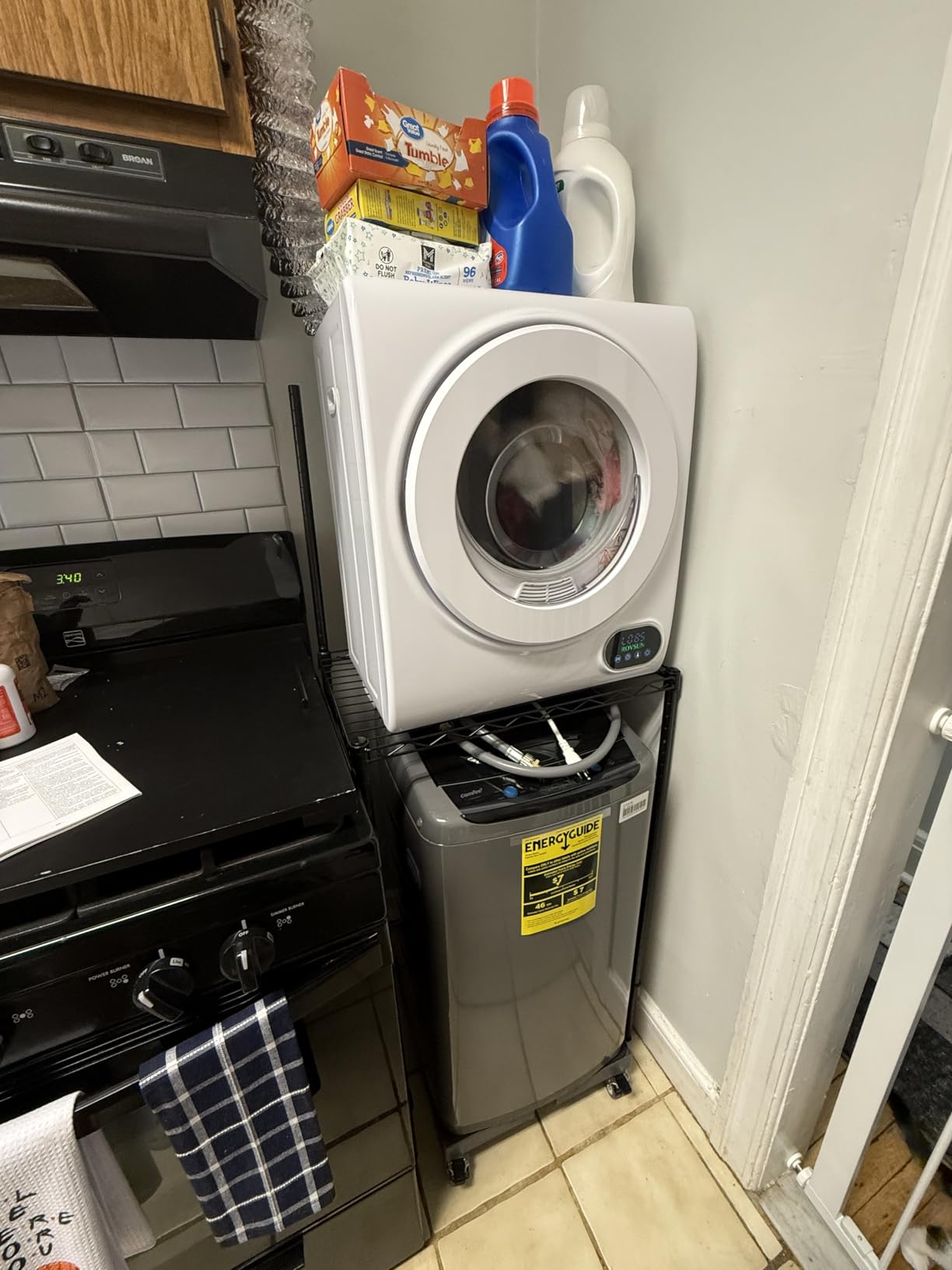 ROVSUN 2.6 Cu.Ft Portable Clothes Dryer, 1400W Fast Drying Front Load Tumble Laundry Dryer with Stainless Steel Tub & LCD Control Panel Six-Mode for Apartment, Home, Dorm - Customer Photo 2