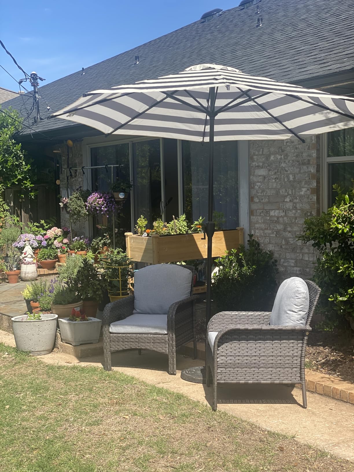 ovios 2 Pieces Patio Furniture Set, Outdoor Wicker Chairs of 2, All Weather High Back Rattan Chairs 2-Seater with Comfy Cushions for Porch Deck, Denim Blue - Customer Photo 1