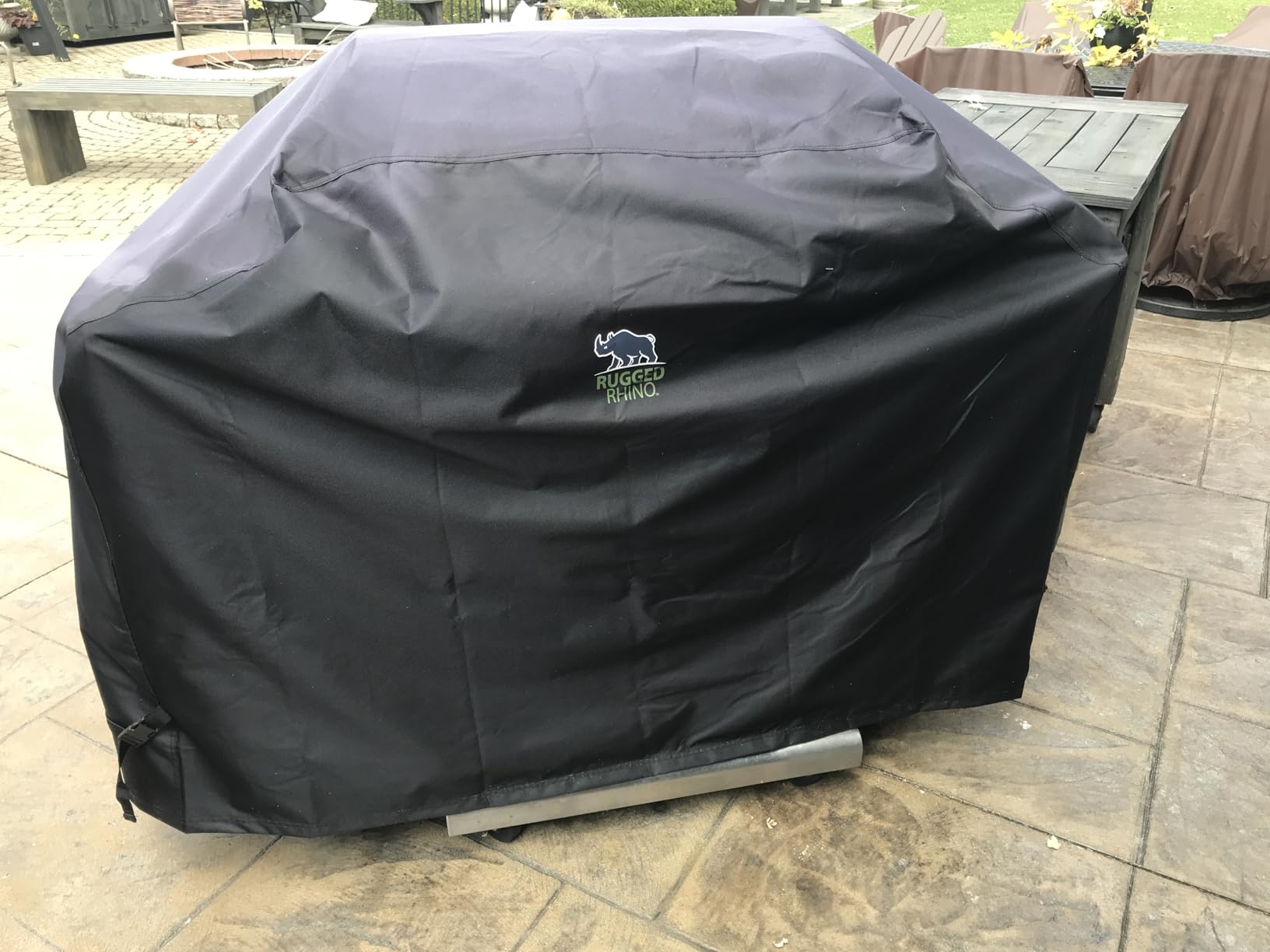 RUGGED RHINO 55 Inch Heavy Duty Grill Cover for Outdoor Grills, All Season Three Layer Waterproof UV Resistant Windproof Gas BBQ Covers, Compatible for Weber Char-Broil Pit Boss Traeger and More Black - Customer Photo 2