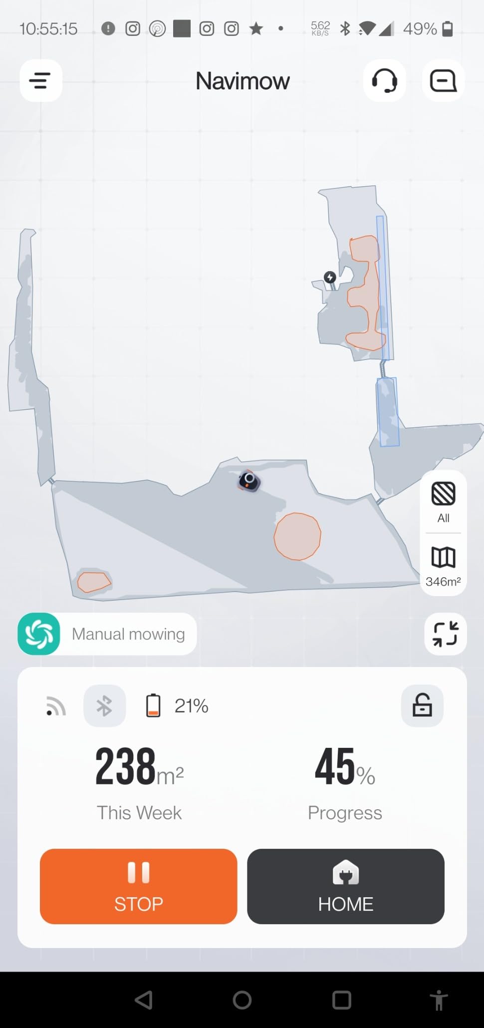Segway Navimow i105N Robot Lawn Mower Perimeter Wire Free 1/8 Acre RTK+Vision Robotic Lawnmower, AI-Assisted Mapping, Virtual Boundary, APP Control, 58dB(A) Quiet, Multi-Zone Management - Customer Photo 2