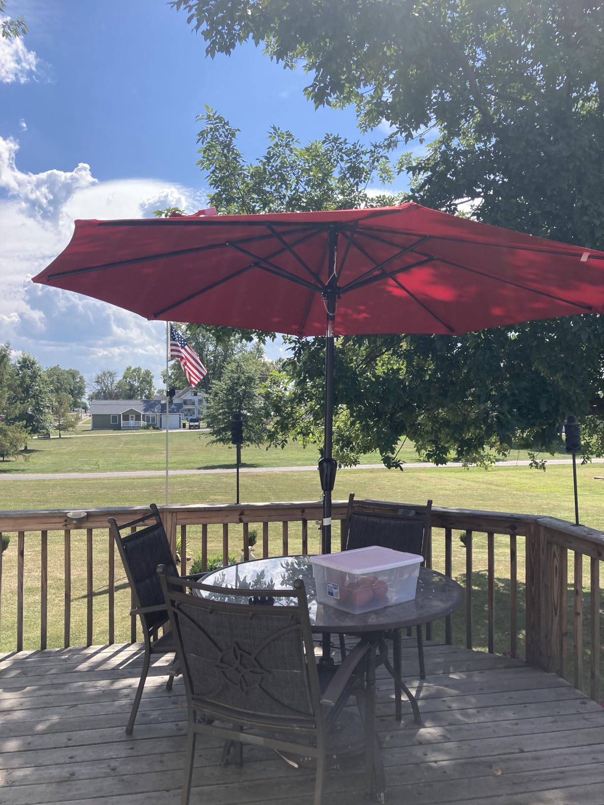 Simple Deluxe 9FT Outdoor Patio Umbrella Table Market Umbrella with Push Button Tilt and Crank, 8 Sturdy Ribs, UV Protection Waterproof for Garden, Lawn, Deck, Backyard, Pool,Tan - Customer Photo 1
