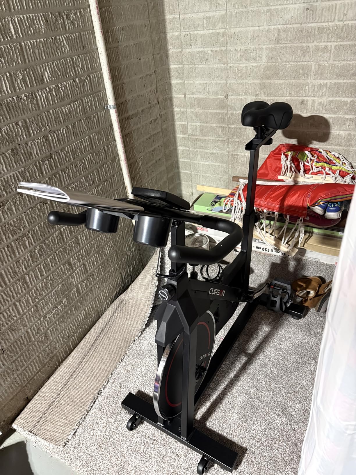 CURSOR FITNESS Exercise Bike, Brake Pad Stationary Bike for Home with Exclusive App, Stationary Bikes for Home with 300 lb Weight, Indoor Cycling Spin Bike Workout Bike with Extra Comfort Seat - Customer Photo 2