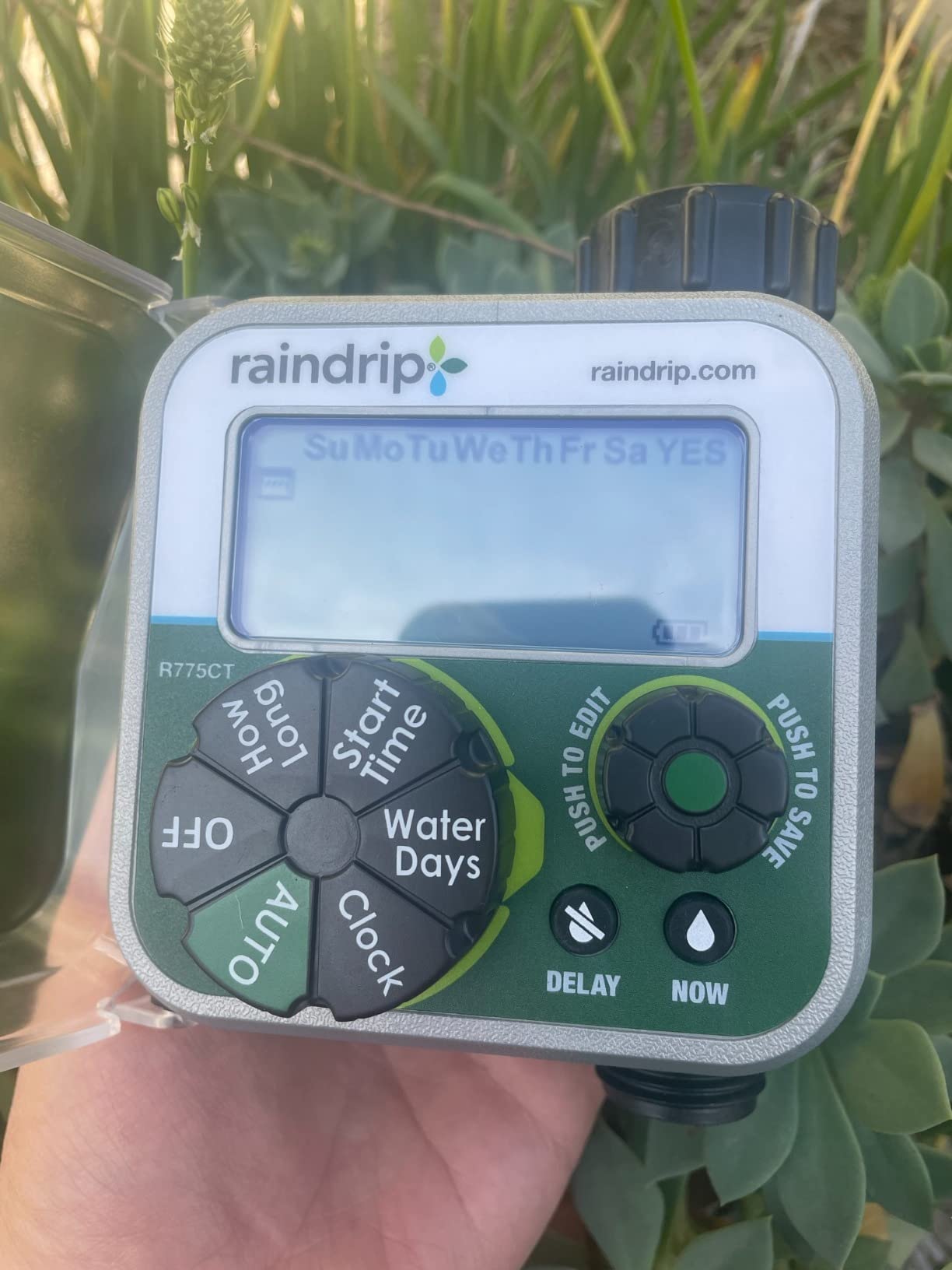 Raindrip R875CT Hose-End Smart Water Sprinkler Timer, Wi-Fi, Wireless Hose Faucet Bibb Timer for Garden, Drip Irrigation System Controller, Free App via 2.4 GHz Gateway Combo,GHT Compatible, Gray - Customer Photo 1