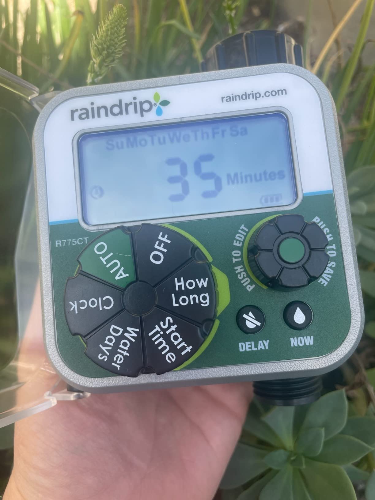 Raindrip R875CT Hose-End Smart Water Sprinkler Timer, Wi-Fi, Wireless Hose Faucet Bibb Timer for Garden, Drip Irrigation System Controller, Free App via 2.4 GHz Gateway Combo,GHT Compatible, Gray - Customer Photo 2