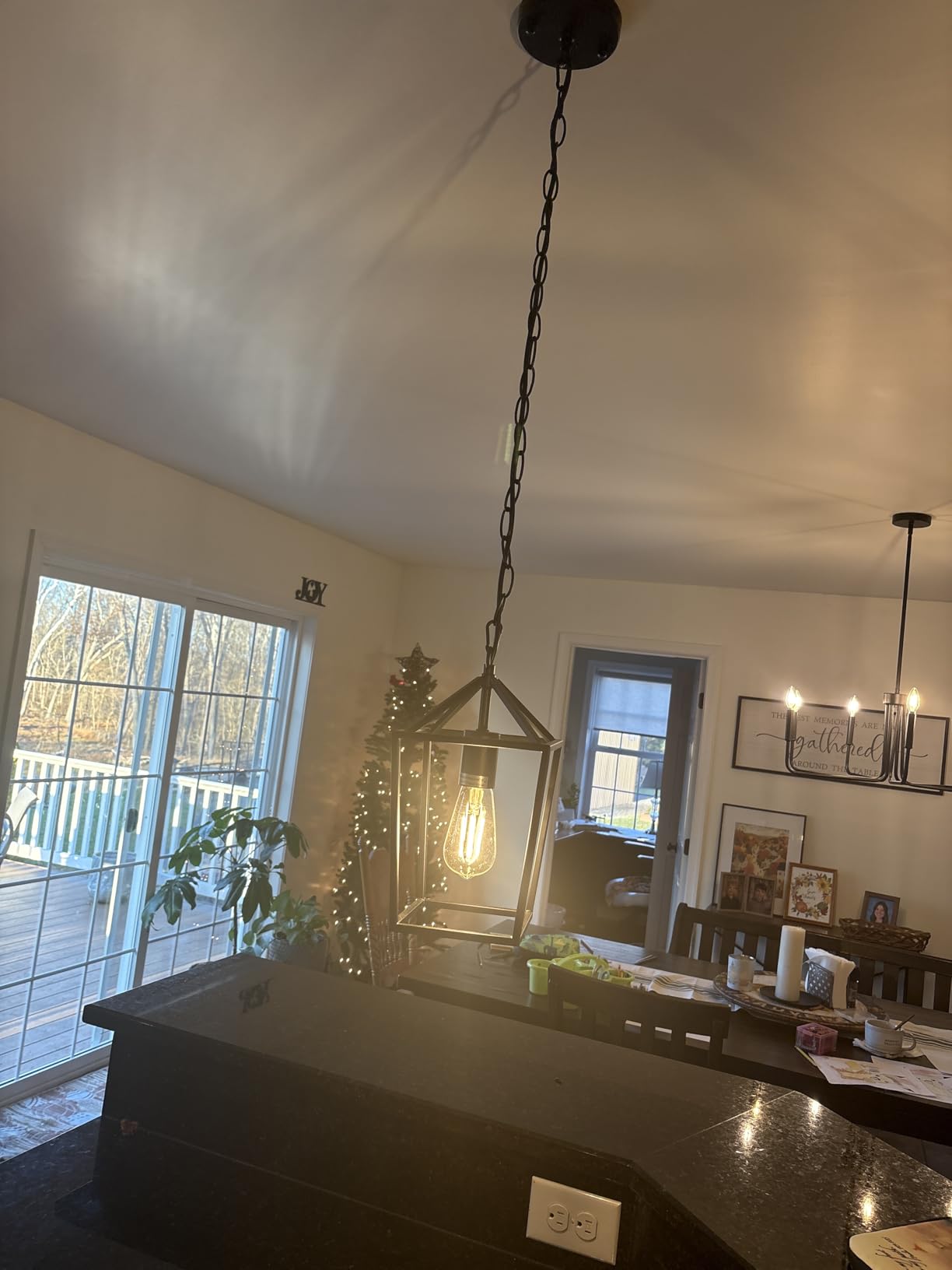 Sheetea 2-Pack Farmhouse Pendant Lights Kitchen Island, Black Pendant Light Fixtures Hanging Lamp for Dining Room, Modern Kitchen Pendant Lighting Over Island, Metal Cage Design - Customer Photo 1