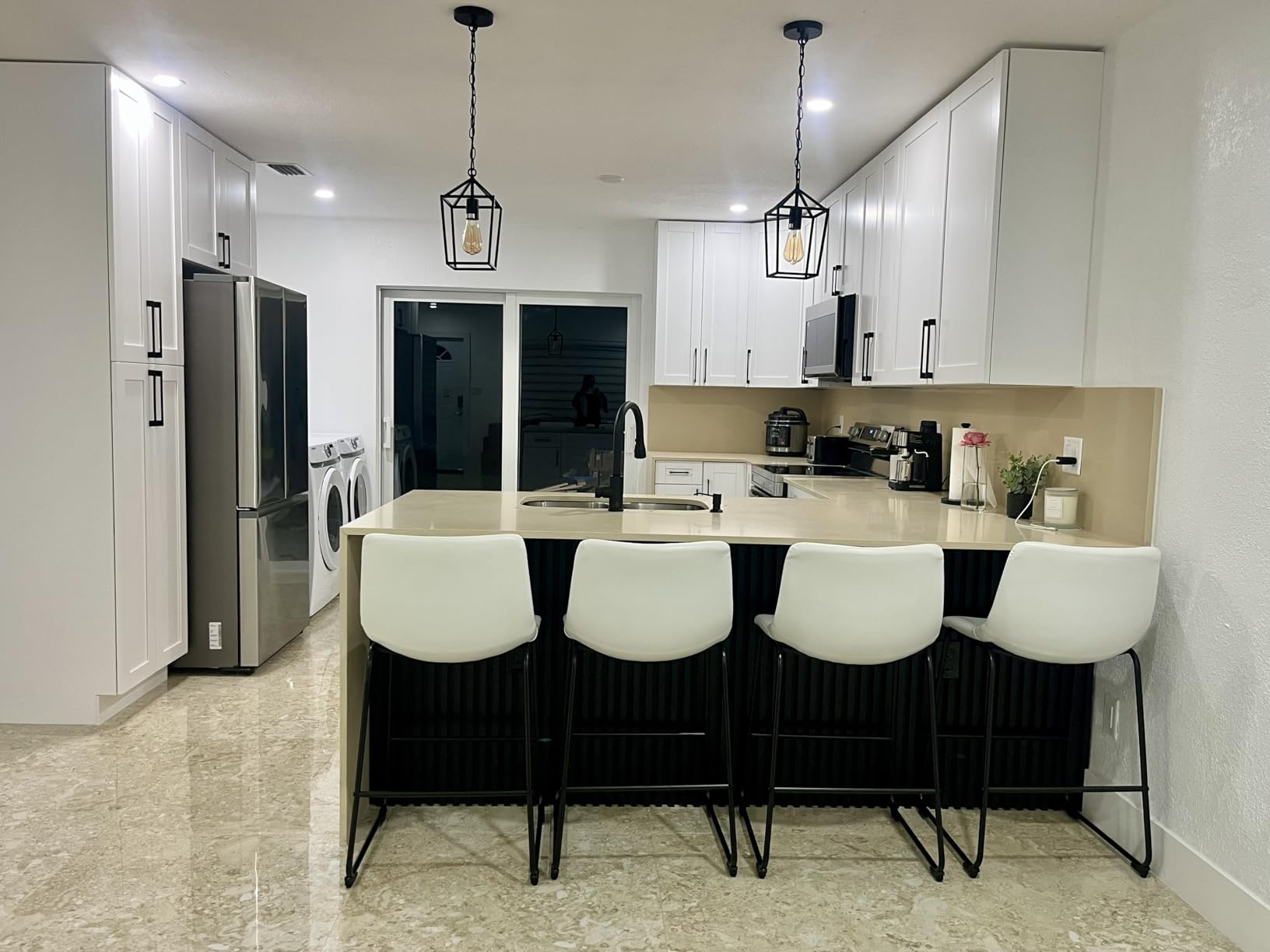 Sheetea 2-Pack Farmhouse Pendant Lights Kitchen Island, Black Pendant Light Fixtures Hanging Lamp for Dining Room, Modern Kitchen Pendant Lighting Over Island, Metal Cage Design - Customer Photo 2