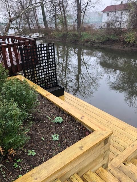 FENCY Metal Planter Box with Trellis, Planter Trellis for Climbing Plants Vegetable Vines, Trellis with Planter Box & Privacy Screen, Raised Garden Bed with Drainage Holes (23.6