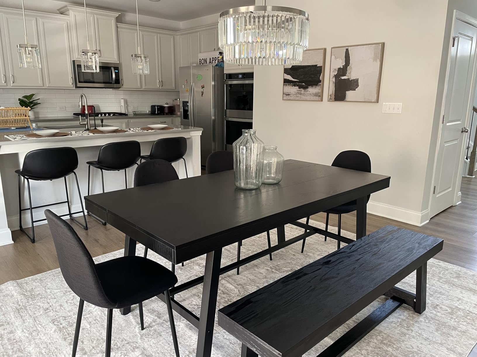 Plank+Beam 72 Inch Farmhouse Dining Table, Solid Wood Rustic Kitchen Table, Large Wooden Rectangular Dinner Table for Dining Room, Home Office, Living Room Furniture, Easy Assembly, Pecan Wirebrush - Customer Photo 1