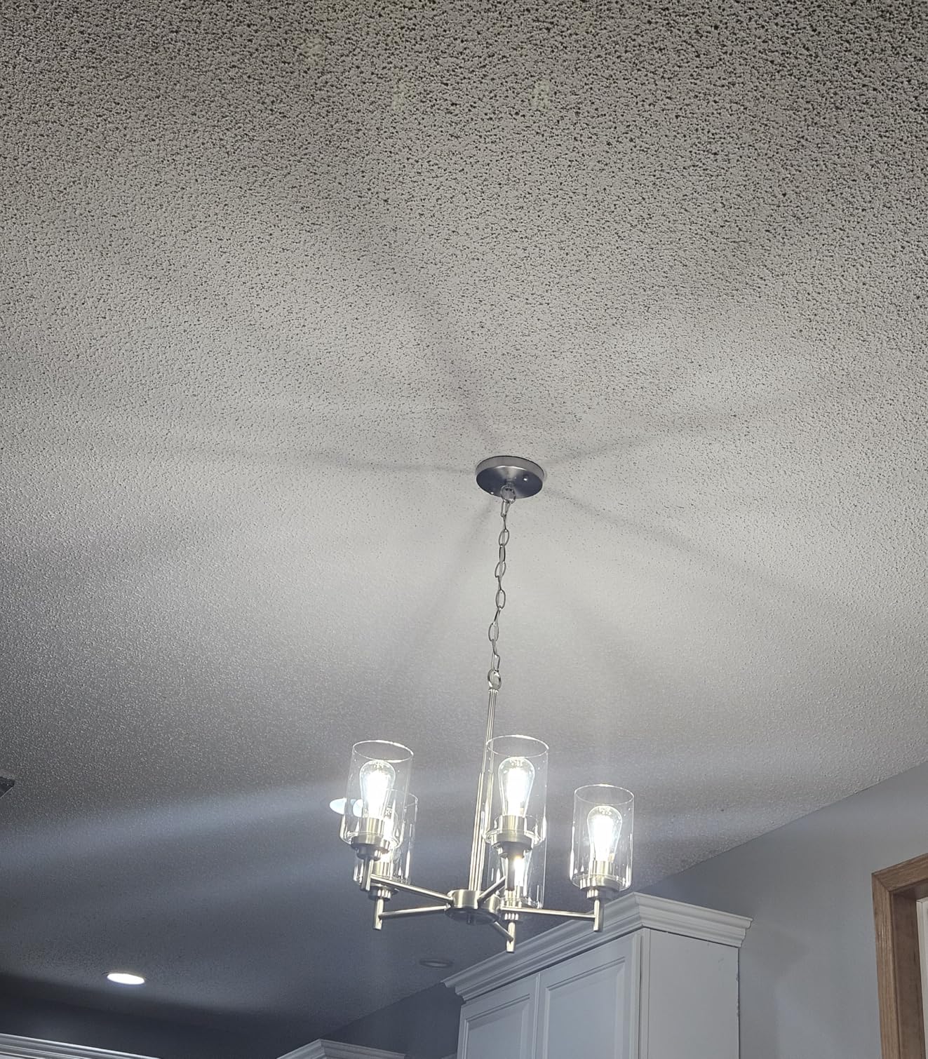 Sucolite 19.8'' 5-Light Chandelier for Dining Room Kitchen Island, Modern Farmhouse Pendant Lighting with Glass Shades Industrial Black Hanging Ceiling Light Fixture for Living Room, Height Adjustable - Customer Photo 1