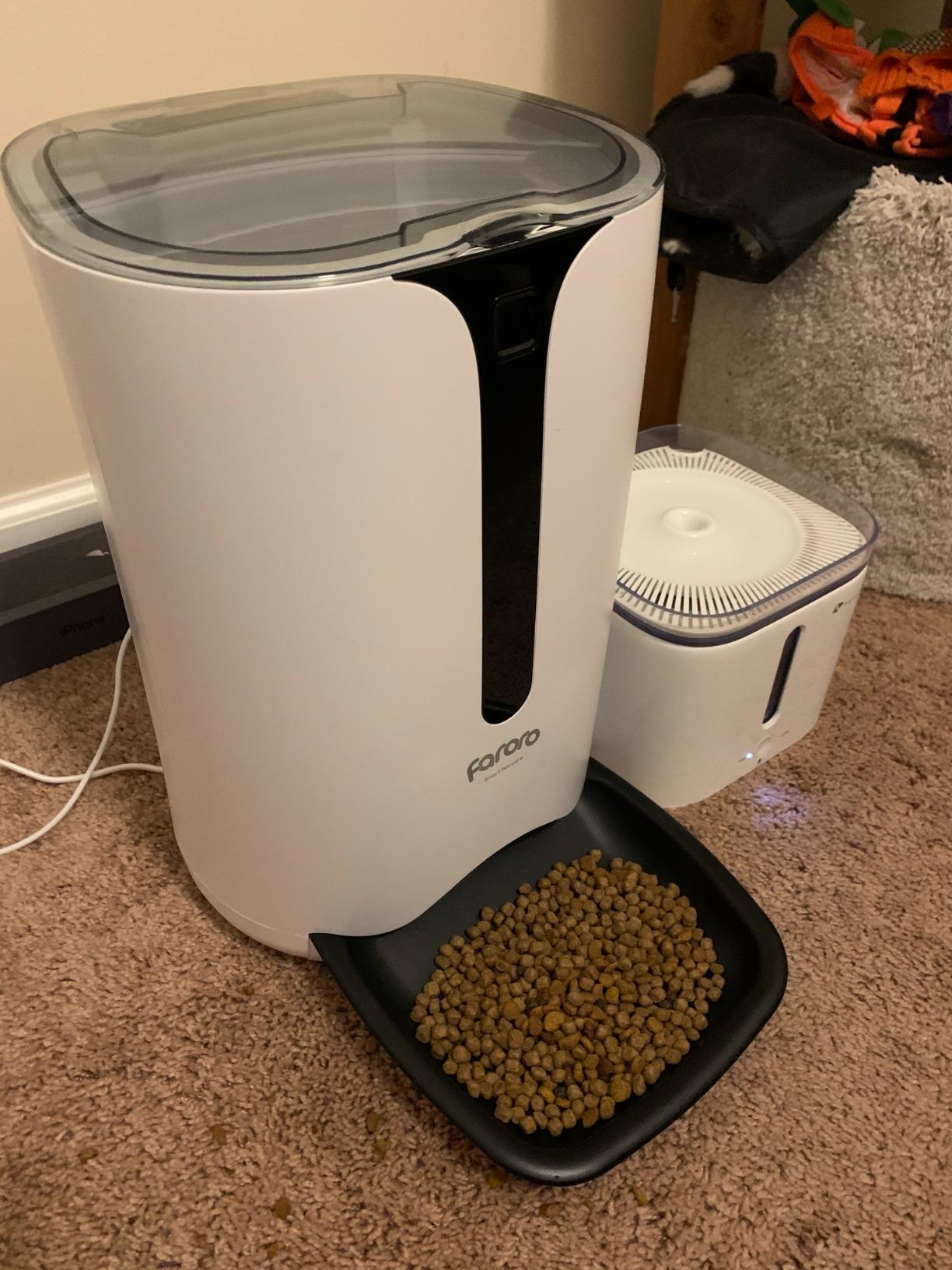 faroro Automatic Cat Feeder with Camera, 3MP HD Video & Night Vision, 5G/2.4G WiFi Smart Pet Feeder with APP Control, 2-Way Audio, Motion Alerts, Low Food Sensor, Timed Cat Feeder for Cats & Dogs, 4L - Customer Photo 1