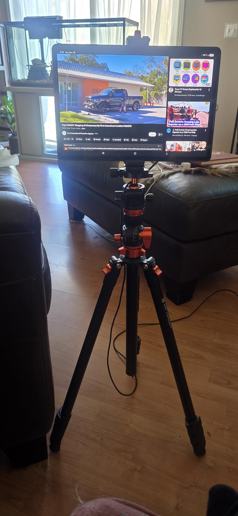 K&F CONCEPT 90''/230cm Overhead Camera Tripod, Horizontal Shooting Video Tripods with Fluid Head Heavy Duty, Detachable Monopod, for Indoor and Outdoor Use T254A7+FH-03 - Customer Photo 1