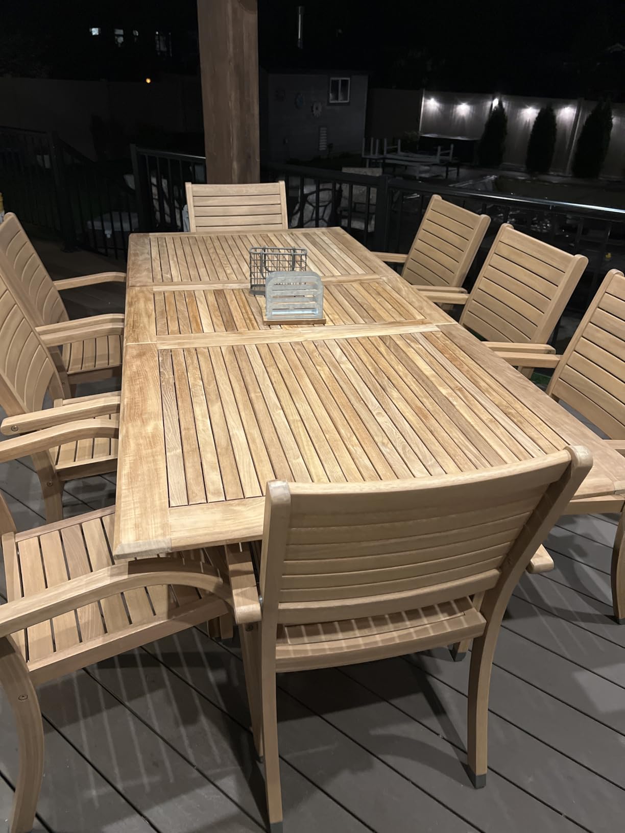 Urban Elements Mykonos 9-Piece Rectangular Patio Furniture Set | 100% Certified Teak | Backyard Furniture, Outside Table and Chairs - Customer Photo 1
