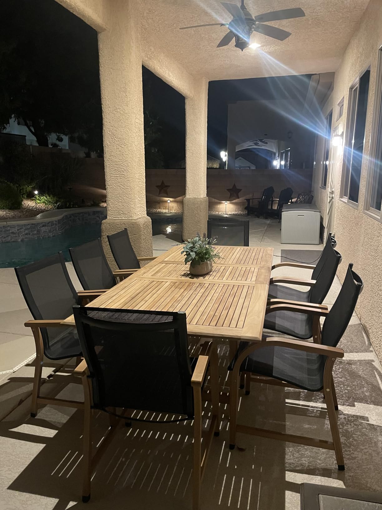 Urban Elements Mykonos 9-Piece Rectangular Patio Furniture Set | 100% Certified Teak | Backyard Furniture, Outside Table and Chairs - Customer Photo 2