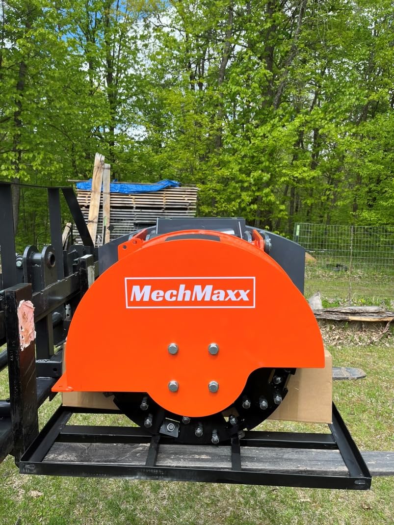 MechMaxx Heavy Duty 3-Point PTO Powered Stump Root Grinder For 15-45HP Tractors With 34 Carbide Teeth, 6'' Cutting Depth, 24'' Flywheel Diameter, Model SG24 Orange customer photo 1