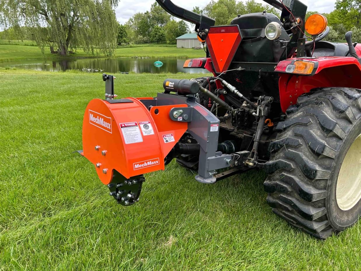 MechMaxx Heavy Duty 3-Point PTO Powered Stump Root Grinder For 15-45HP Tractors With 34 Carbide Teeth, 6'' Cutting Depth, 24'' Flywheel Diameter, Model SG24 Orange customer photo 2