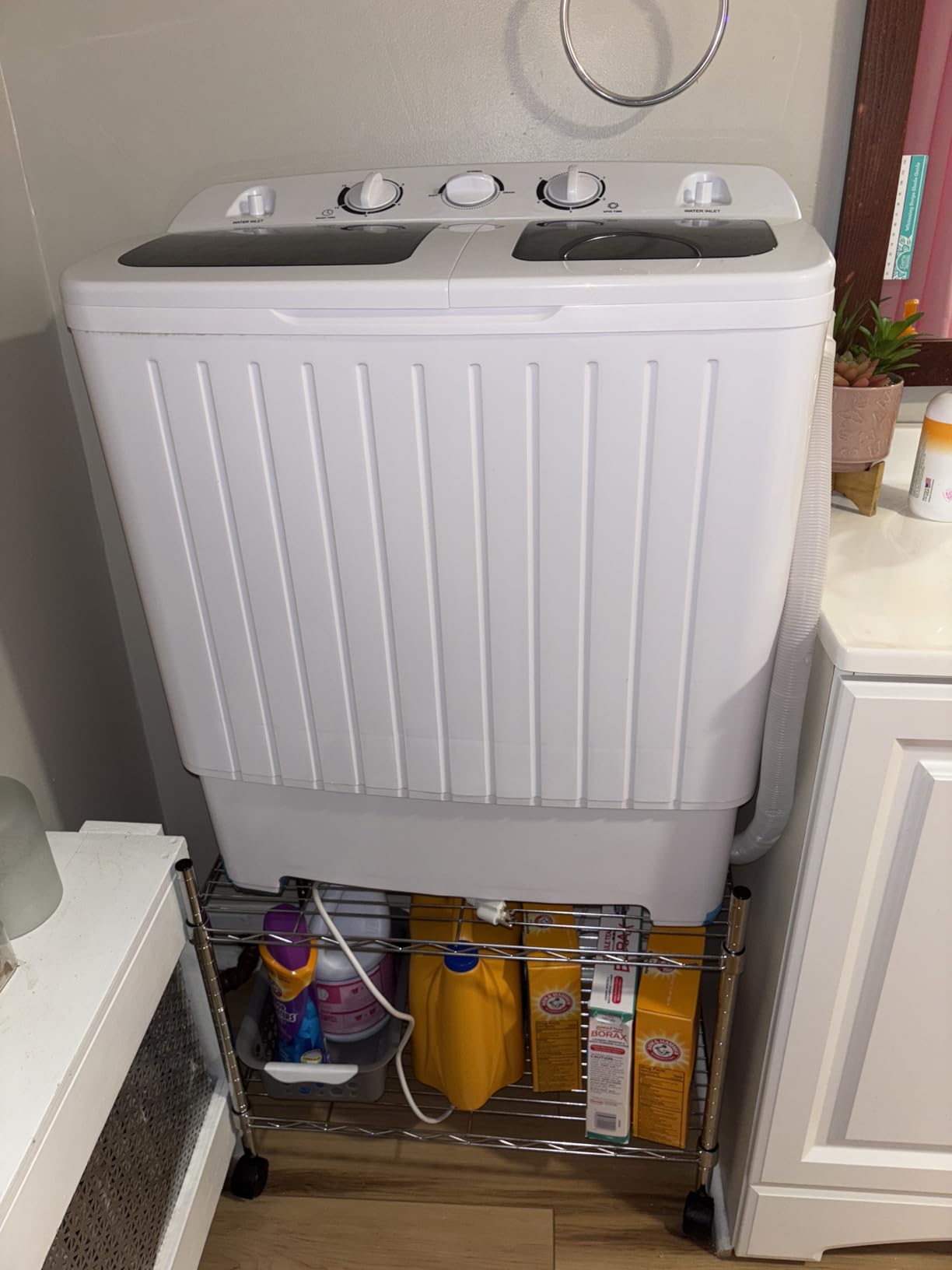 COSTWAY Portable Washing Machine, Twin Tub 20 Lbs Capacity, Compact Laundry Washer(12 Lbs) and Spinner(8 Lbs), Durable Design, Timer Control, Perfect for RV, Apartments and Dorms, Grey+White - Customer Photo 1