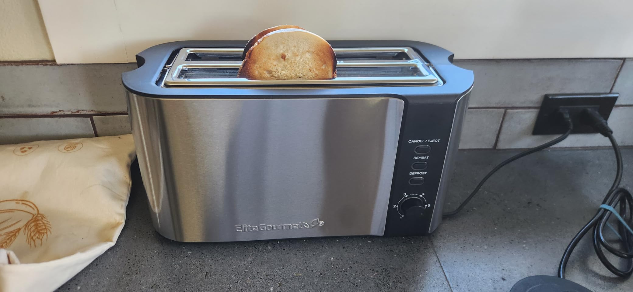 Elite Gourmet ECT5924D SmartToast Digital Long Slot 4 Slice Toaster, 1.5
