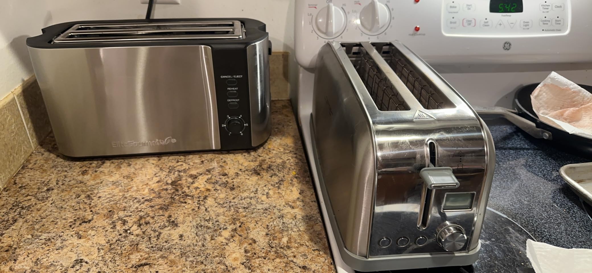 Elite Gourmet ECT5924D SmartToast Digital Long Slot 4 Slice Toaster, 1.5