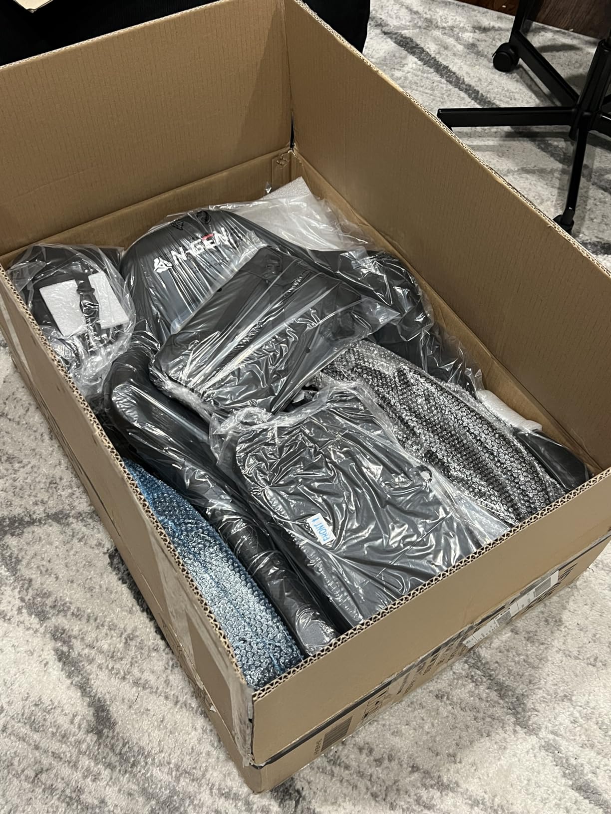 N-GEN GAMING Video Gaming Chair with Footrest Lumbar Support for Home Office High Back Recliner Height Adjustable Ergonomic Comfy Leather Computer Desk Chair (Red) - Customer Photo 1