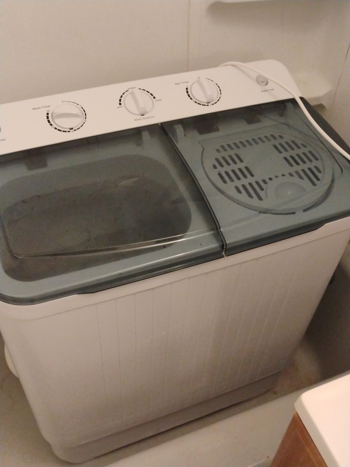 Erivess Portable Twin Tub 18lbs Washing Machine with Drying Rack and 10 Hangers, 11lbs Washer Mini Compact Laundry Machine with 7lbs Spinner, Semi-automatic Washer Combo for Dorms, Apartment - Customer Photo 1