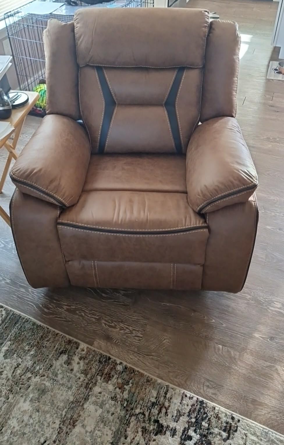 EBELLO Faux Leather Manual Reclining Sofa, 3 Seat Recliner Sofa Chair, Couch Furniture for Living Room, Furniture, Meeting Room, Brown (3 Seat Sofa) - Customer Photo 1