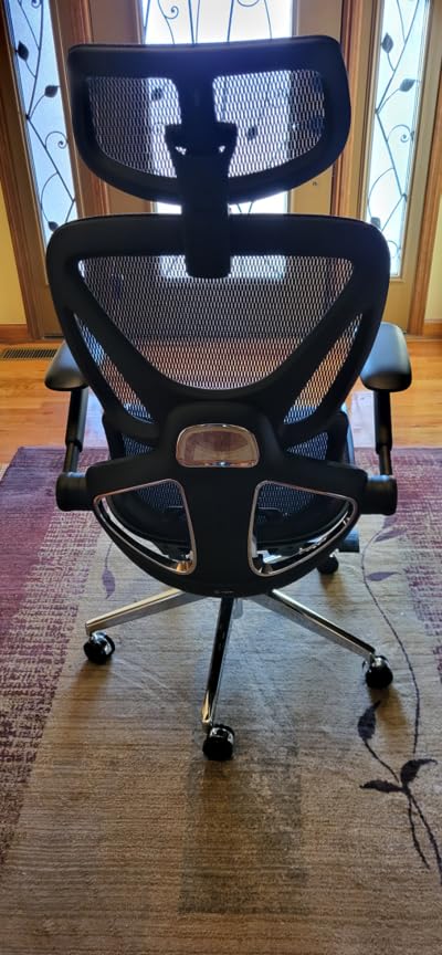 CAPOT Ergonomic Mesh Office Chair, Adjustable Lumbar High Back Desk Chair 400lbs, 4D Flip-up Arms, 3-Level Tilt Backrest, 3D Headrest, PU Wheels, Swivel Rolling Computer Seating for Long Desk Work - Customer Photo 1