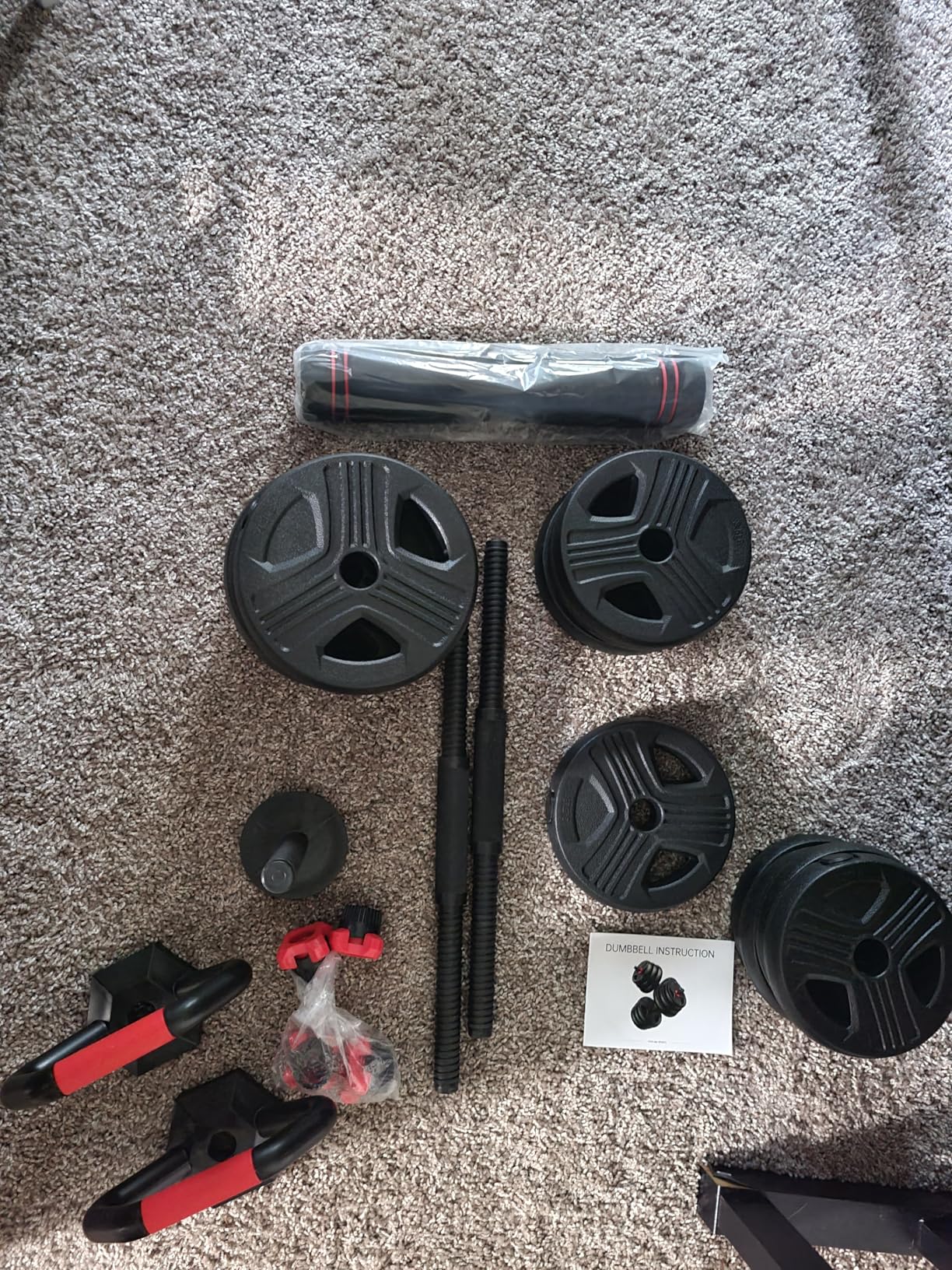 FITPLAM Adjustable Dumbbell Set, 20/35/45/55/70/90lbs Free Weights Set with Upgraded Nut, 5 in 1 Weight Set Used as Kettlebells, Barbell, Push up Stand, Fitness Exercise for Home Gym customer photo 1