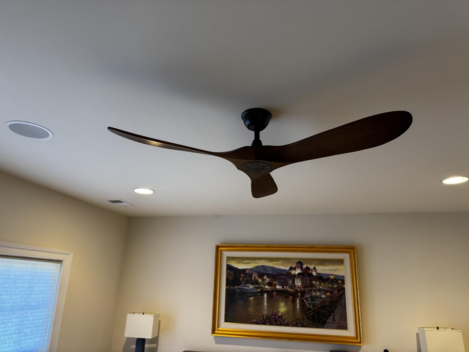 BOOSANT 60 inch Ceiling Fan Without Light, Ceiling Fan No Light with Remote Control and Quiet DC Motor, Outdoor Fans for Patios, Solid Wood 3 Blades, ETL Listed - Dark Walnut - Customer Photo 1