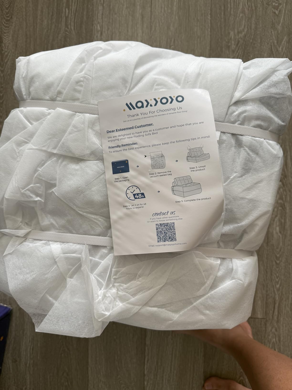 MAXYOYO Folding Sofa Bed, Convertible Sleeper Chair with Pilow Foldable Matress with Back Support, Portable Fold Out Chair Bed Comfy Floor Lounge for Living Room Bedroom, Dark Grey, Double - Customer Photo 2