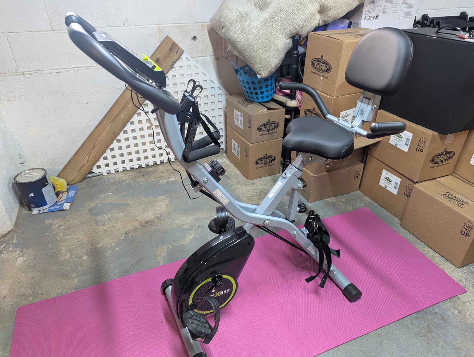 USLIM Foldable Exercise Bike Stationary Bikes for Home, 5 IN 1 Indoor Workout Bike, Cycling Bike with 16-Level Quiet Magnetic Resistance, 6.6 LBS Flywheel and 300LBS Capacity, 2026 Designed 817 X-bike - Customer Photo 2