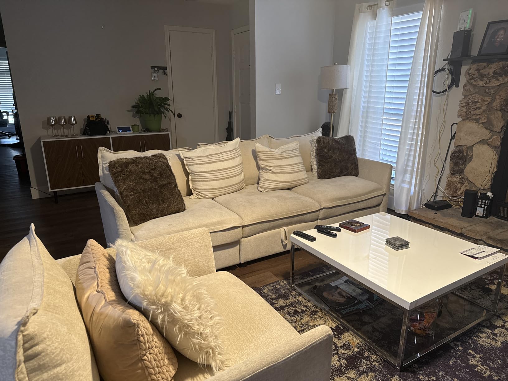 HULALA HOME 127'' Modular Sectional Sofa, Oversized U Shaped Couch with Storage Ottoman, Comfy Chenille Sofa with Deep Seat, 6 Seat Convertible Couches for Living Room, Beige - Customer Photo 5