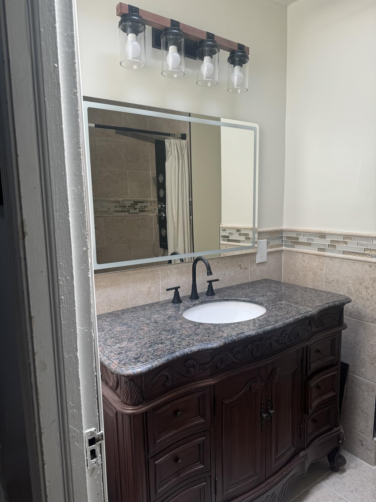 SBAGNO 36x60 LED-Bathroom-Mirror-with-Bluetooth, Dimmable-Lighted-Bathroom-Vanity-Mirror-with-3-Colors，Backlit + Front Lit, Memory Function, Anti-Fog, Tempered Glass, Horizontal/Vertical - Customer Photo 2