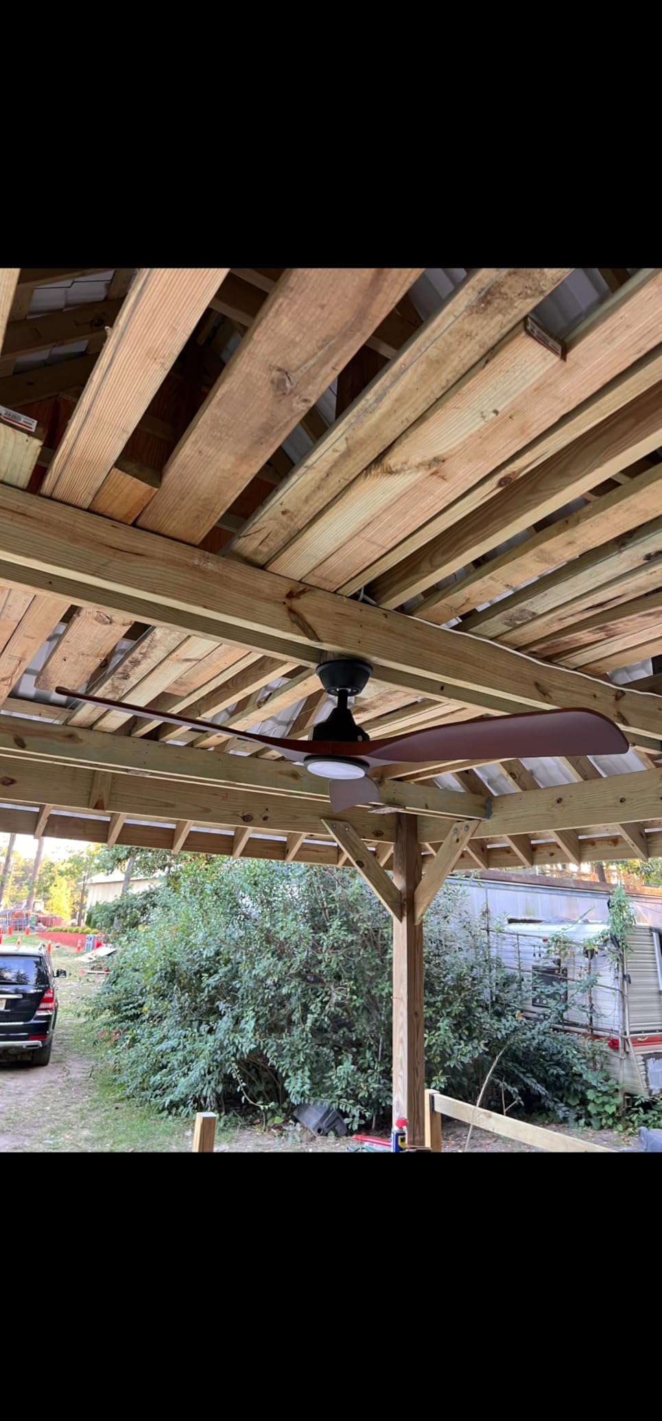 BvenuBigLite Outdoor Ceiling Fan with Light: 52 Inch 3 Blade Outdoor Fans for Patios - Modern Walnut Ceiling Fan with Dimmable Light Remote APP Control Ultra Quiet Reversible DC Motor Timer - Customer Photo 1