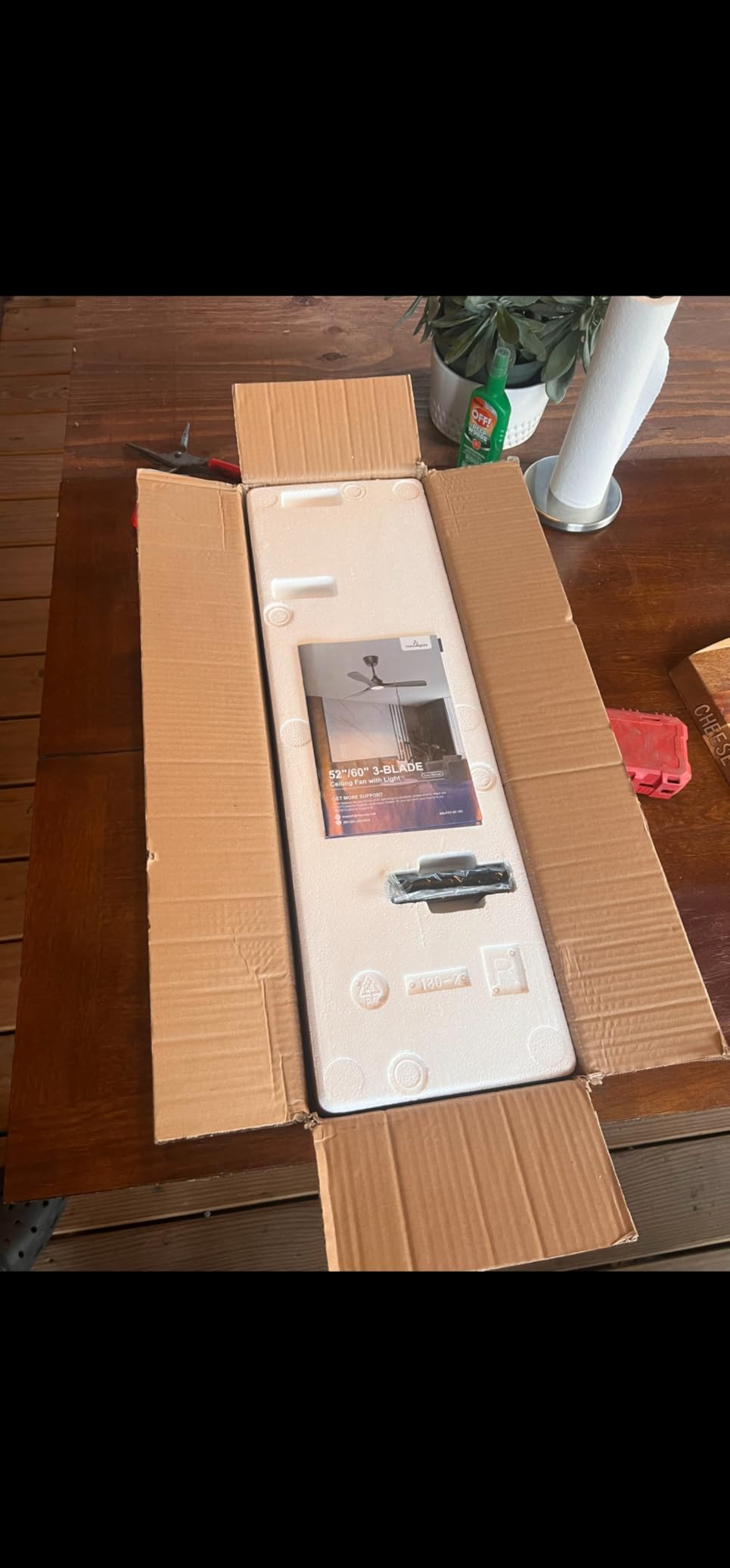 BvenuBigLite Outdoor Ceiling Fan with Light: 52 Inch 3 Blade Outdoor Fans for Patios - Modern Walnut Ceiling Fan with Dimmable Light Remote APP Control Ultra Quiet Reversible DC Motor Timer - Customer Photo 2