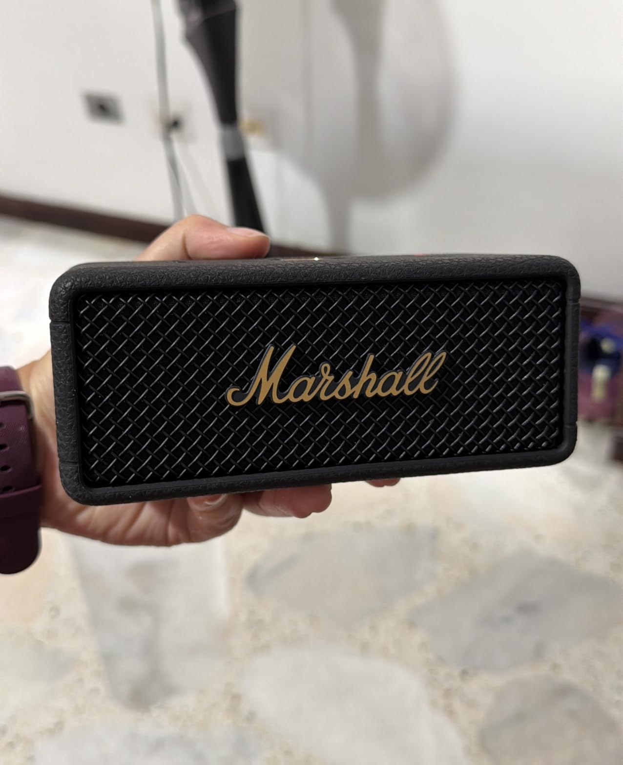 Marshall Emberton III Portable Bluetooth Speaker - Rugged Waterproof IP67 Design | Loud Stereo Sound, Deep Bass with 32+ Hr Playtime | Compact and Wireless for Travel and Outdoors - Black & Brass - Customer Photo 2