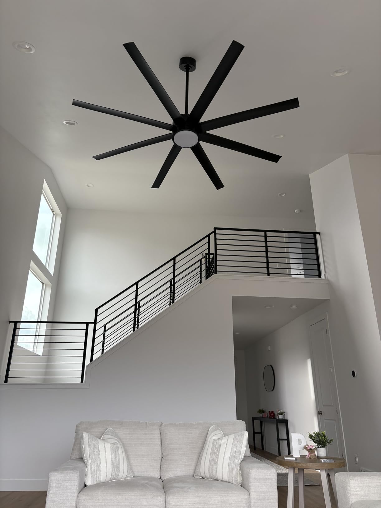 Modern Ceiling Fans with Lights, 72 Inch Ceiling Fan with Light and Remote, Bedroom Living Room Library Cafe Outdoor/Industrial, 24W 3CCT Dimmable, 8 Blades 6 Speed Reversible Quiet DC Motor, Black - Customer Photo 2