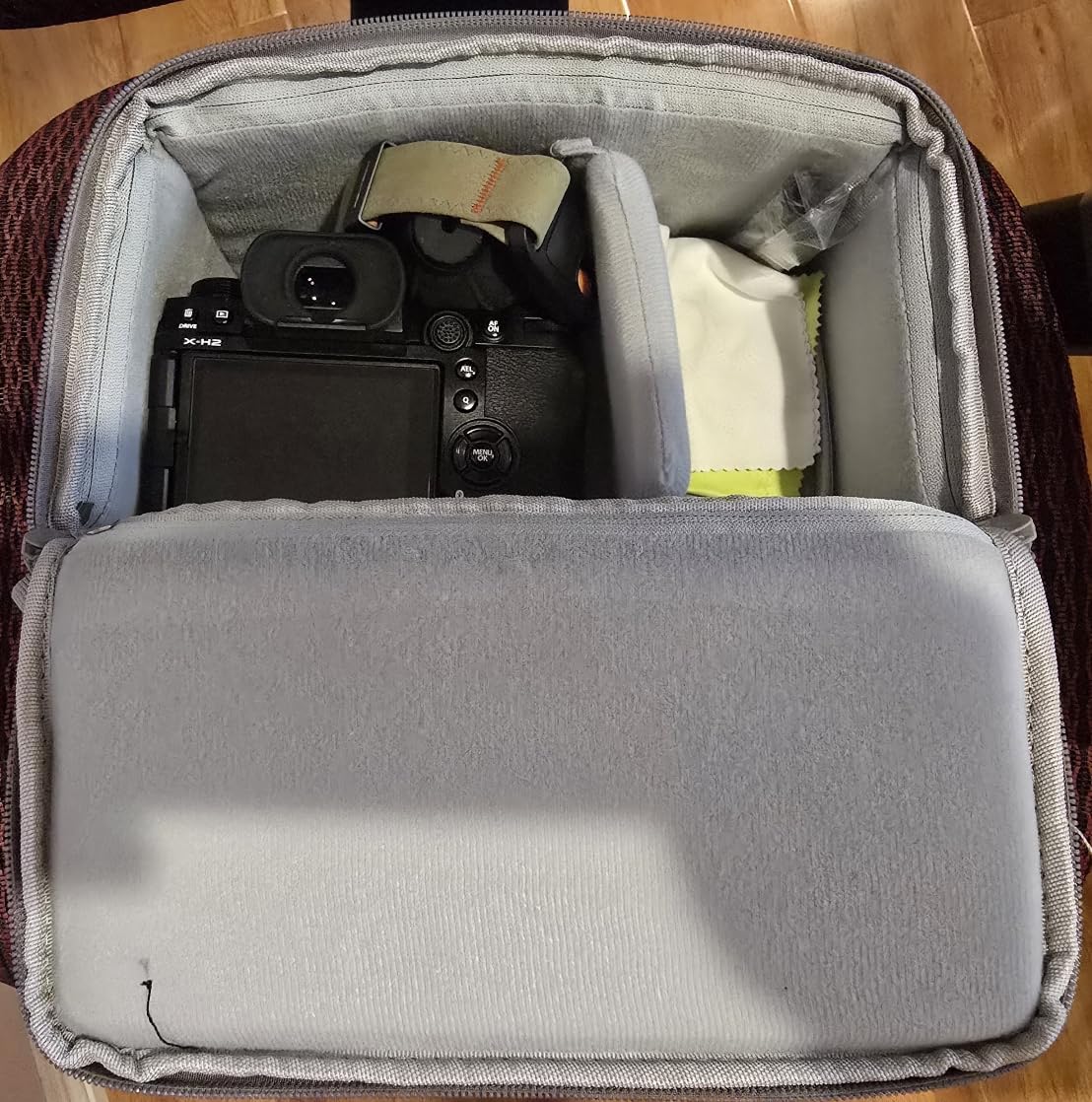 svatin Camera Insert Bag,Shockproof &Pressure-proof Dual Opening Padded Camera Lens Cube Case Backpack,Digital DSLR SLR Mirrorless Cameras Storage for Canon,Nikon,Sony,Panasonic(XS Black) - Customer Photo 1