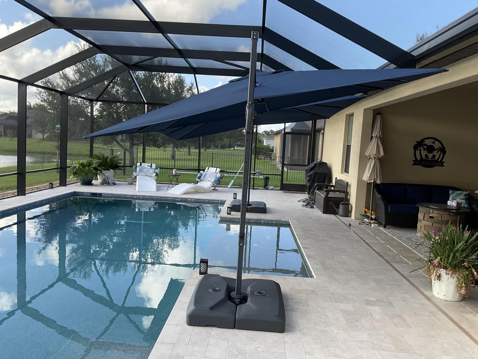 PURPLE LEAF 8' X 10' Left-right Tilting Outdoor Patio Umbrella Swivel Offset Cantilever Heavy Duty Rectangle Aluminu Umbrella with UV Resistant for Deck Pool Patio Backyard, Sand Dune - Customer Photo 1
