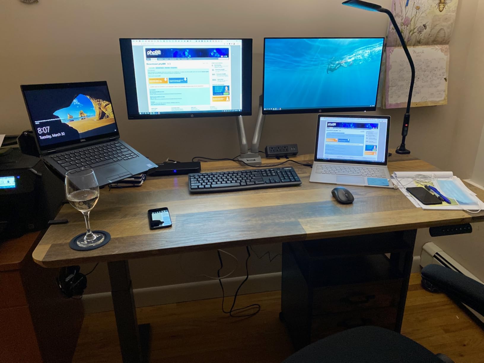 VARI Electric Standing Desk - Varidesk Height Adjustable Sit/Stand Desk - Dual Motor with Memory Presets, 72x30 Walnut - Customer Photo 1