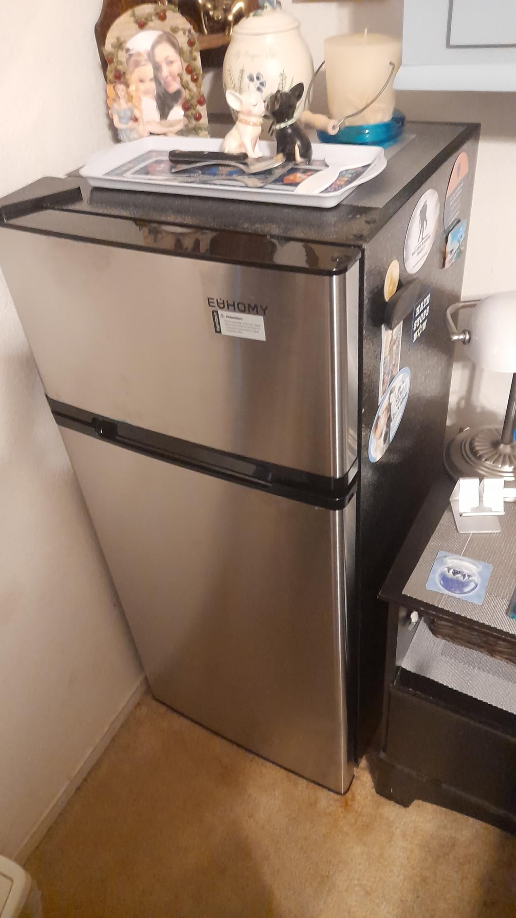 EUHOMY Mini Fridge with Freezer, 4.5 Cu.Ft Mini Refrigerator fridge, 2 door For Bedroom/Dorm/Office/Apartment - Food Storage or Cooling drinks, Black - Customer Photo 2