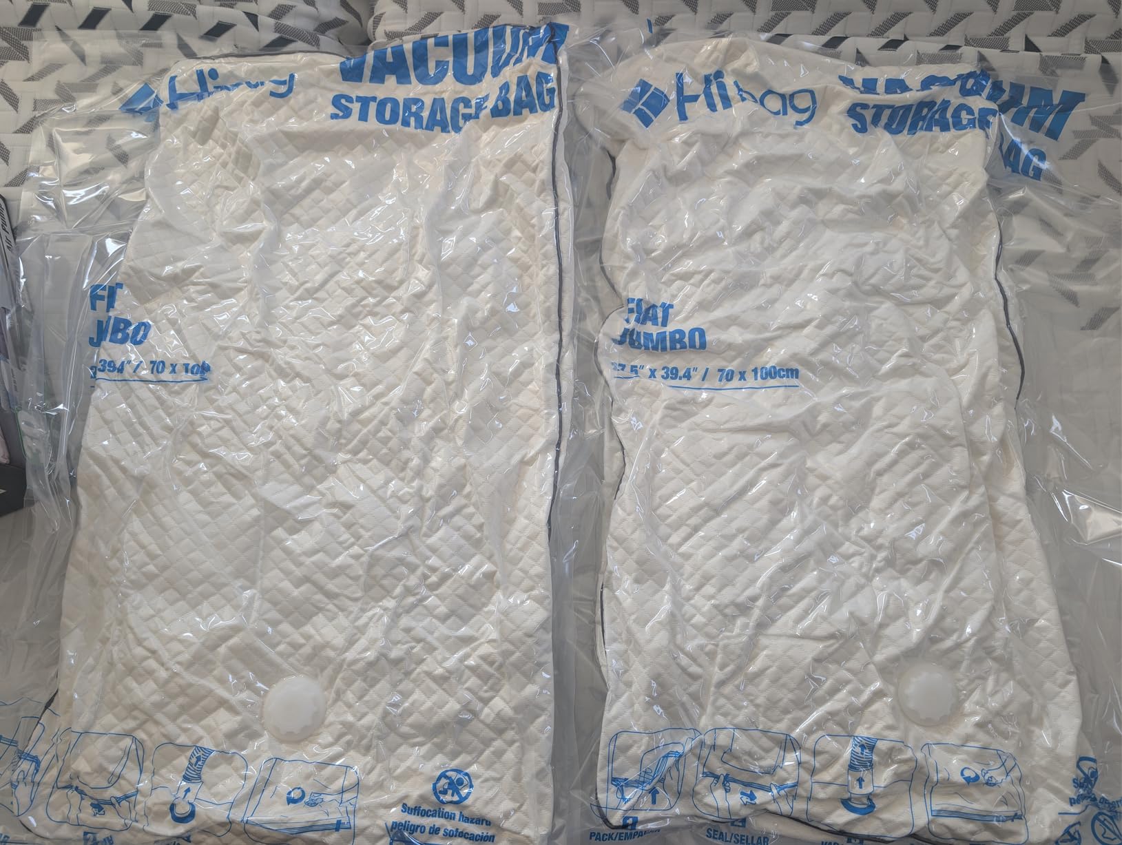 HIBAG Vacuum Storage Bags with Electric Pump, Vacuum Seal Space Saver Bags for Clothes, Clothing, Pillows, Blanket Bedding Comforters, Combo 20 pack - Customer Photo 1