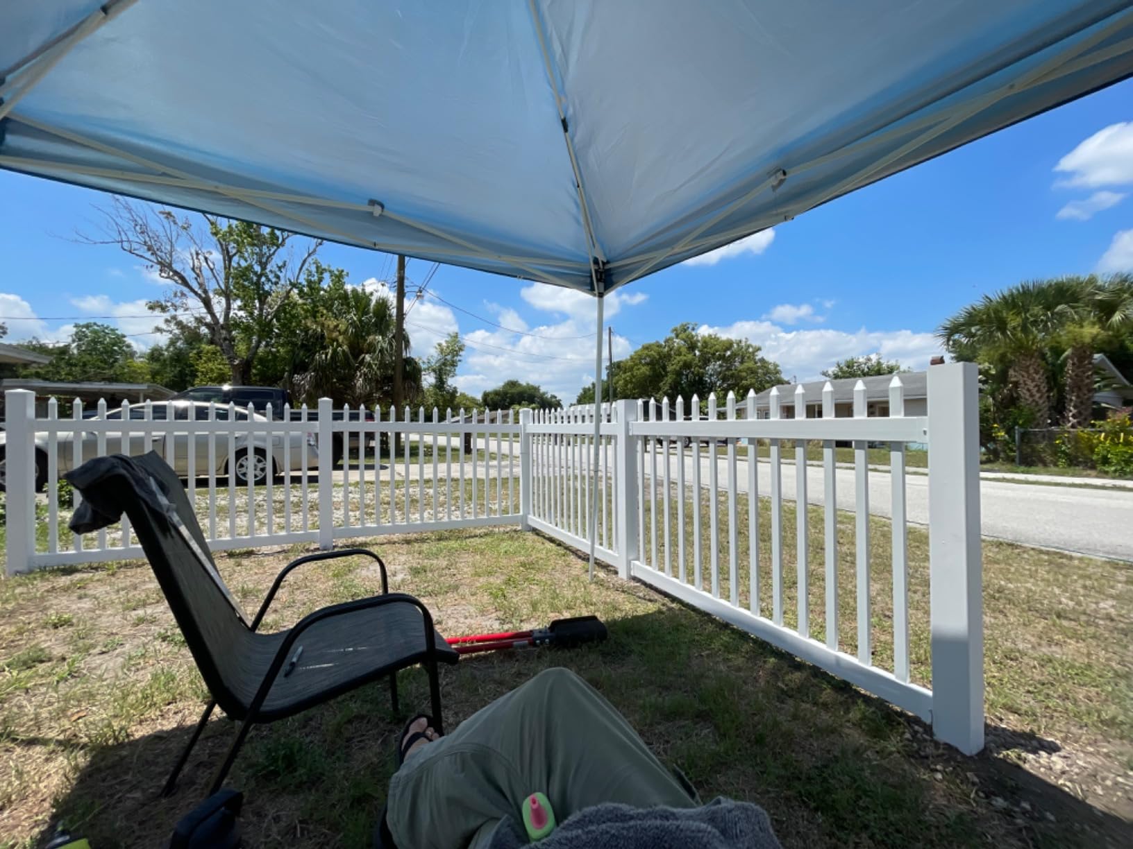 4ft H x 6ft W (1 Panel + 1 Post) Permanent No Dig WamBam Westport Fence Kit, Durable White Vinyl Privacy Fence, BL19105 - Customer Photo 2