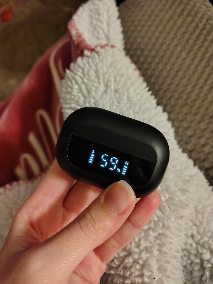 TOZO OpenEarRing True Open Ear Headphones, Lightweight Comfort Open Ear Clip Wireless Earbuds, 40H Play Bluetooth 5.4 Headphones with Smart Digital Display Design Fit Sports Running, Workout Khaki - Customer Photo 1