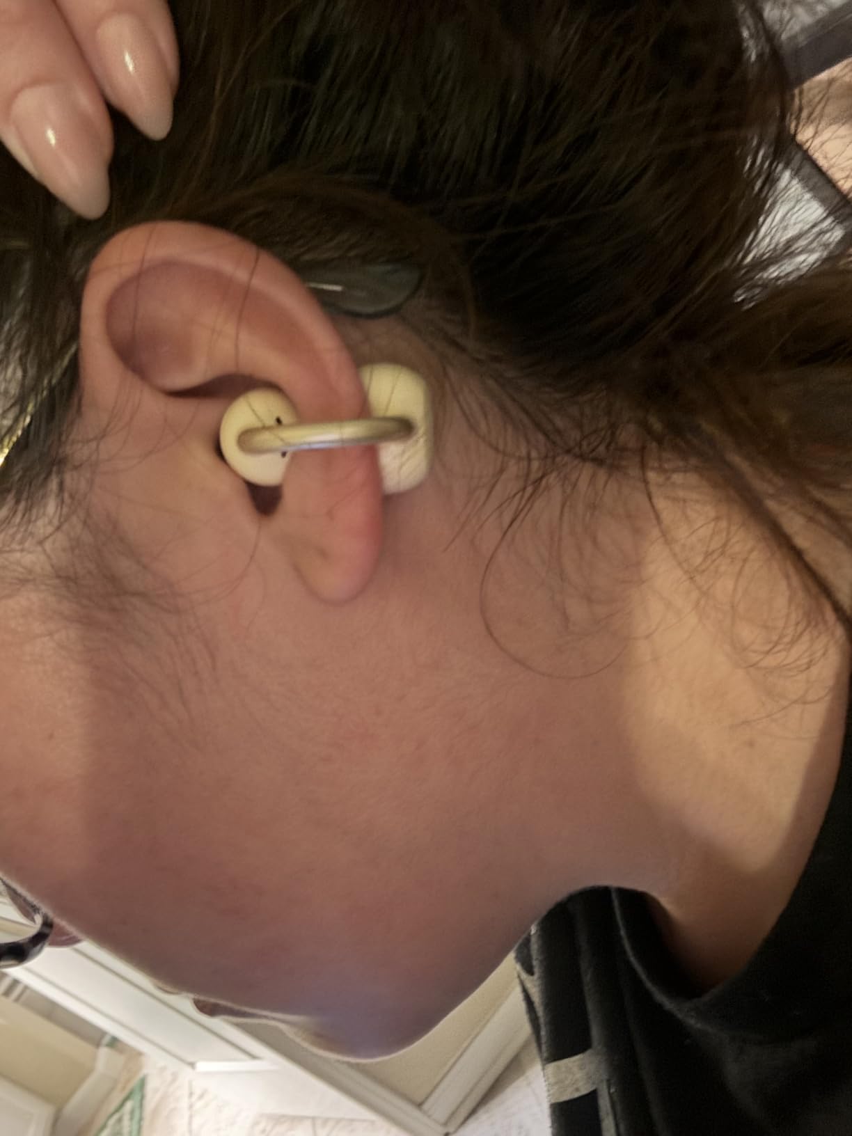 TOZO OpenEarRing True Open Ear Headphones, Lightweight Comfort Open Ear Clip Wireless Earbuds, 40H Play Bluetooth 5.4 Headphones with Smart Digital Display Design Fit Sports Running, Workout Khaki - Customer Photo 2