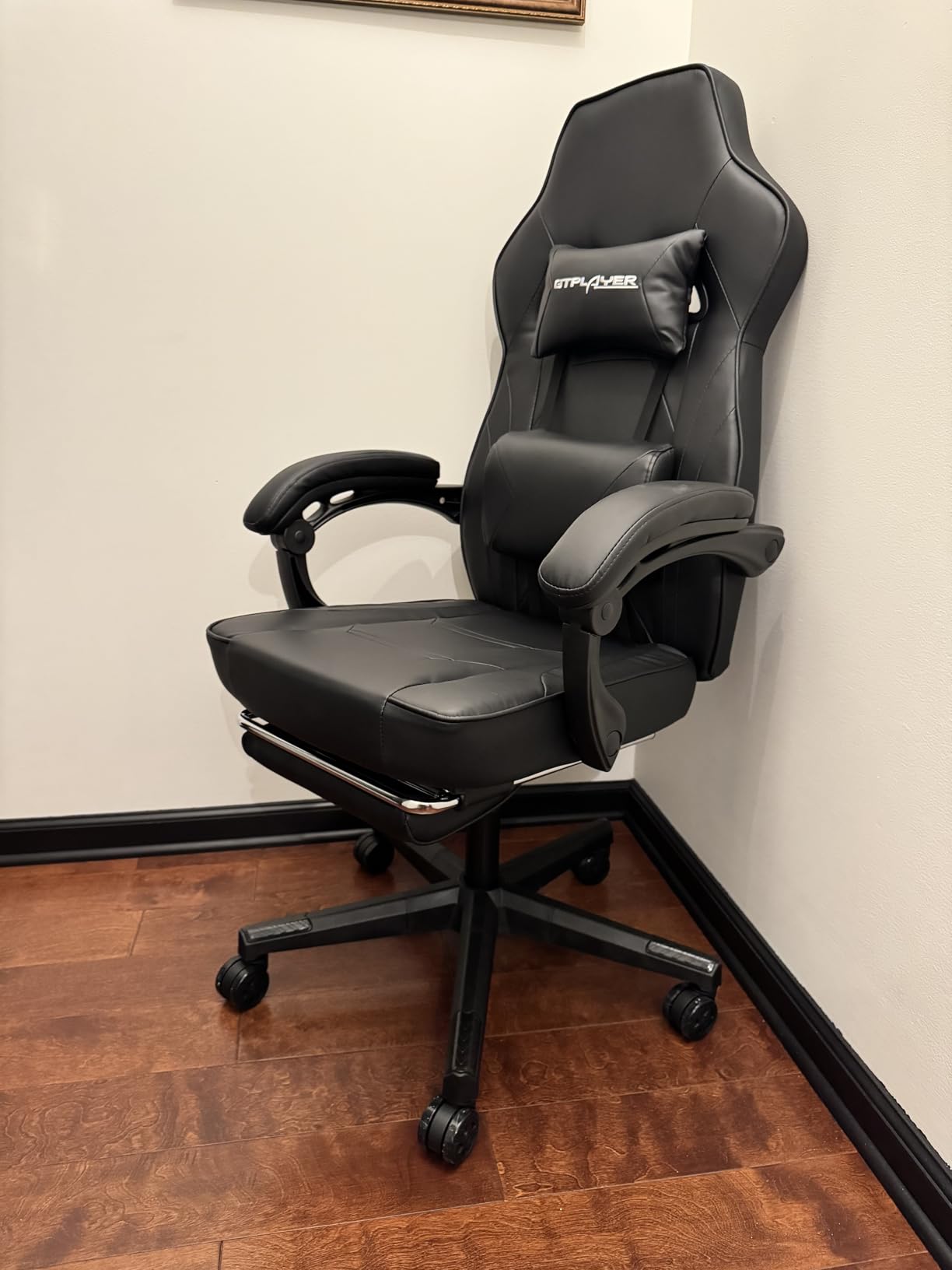 GTPLAYER Gaming Chair with Footrest, Big and Tall Game Chair 350lb Racing Style Computer Chair, Ergonomic Executive Office Chair High Back with Lumbar Support and Recliner, Light Gray - Customer Photo 2