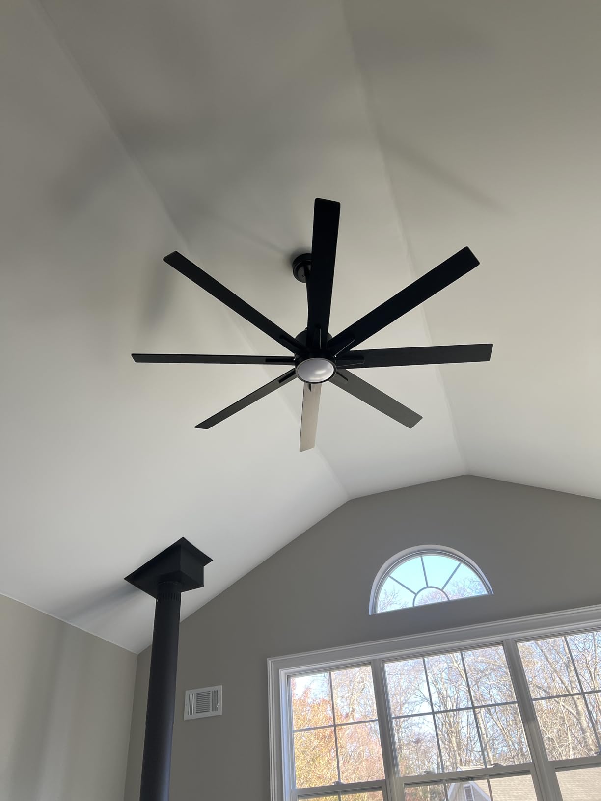 60 Inch Ceiling Fans with Lights and Remote, 6 Speed Reversible DC Motor, 3CCT Dimmable LED, 5 Blades, Black Modern Ceiling Fan for Bedroom, Living Room & Covered Outdoor, Includes Downrod - Customer Photo 2