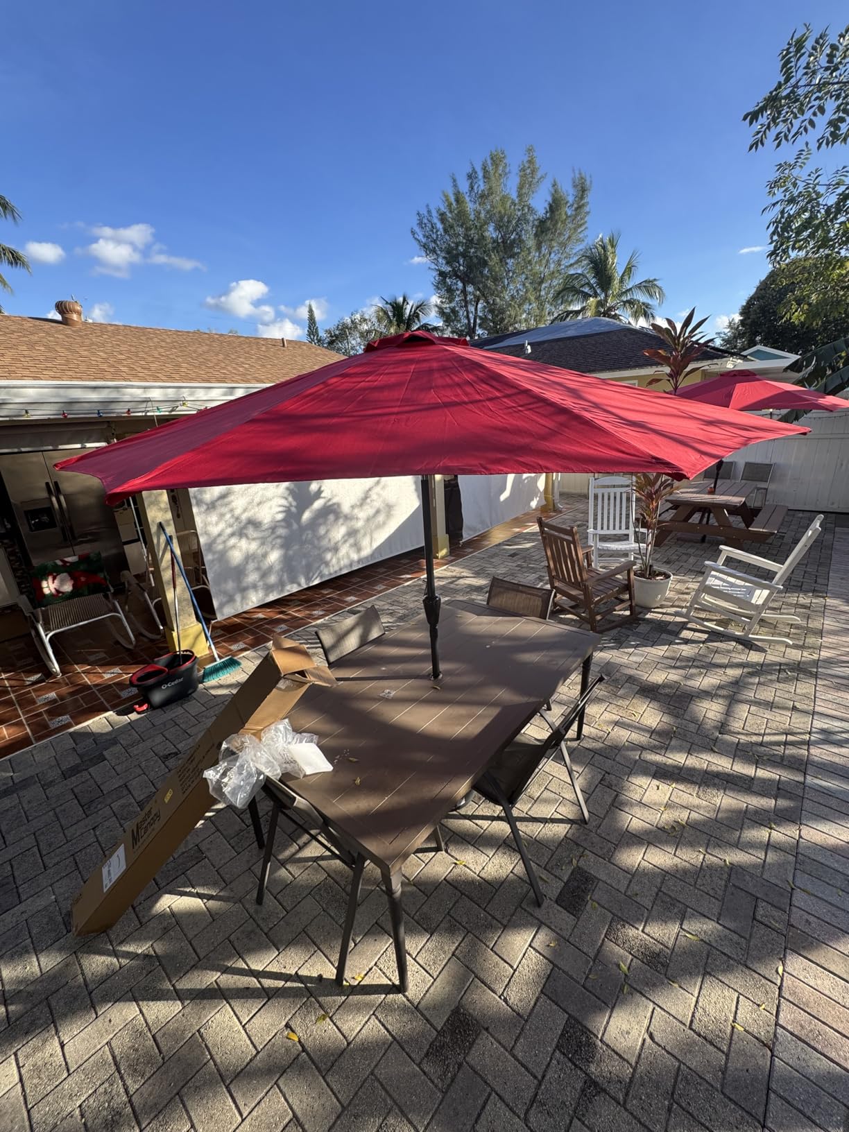 MASTERCANOPY Patio Umbrella for Outdoor Market Table -8 Ribs (9ft,Turquoise Stripe) - Customer Photo 1