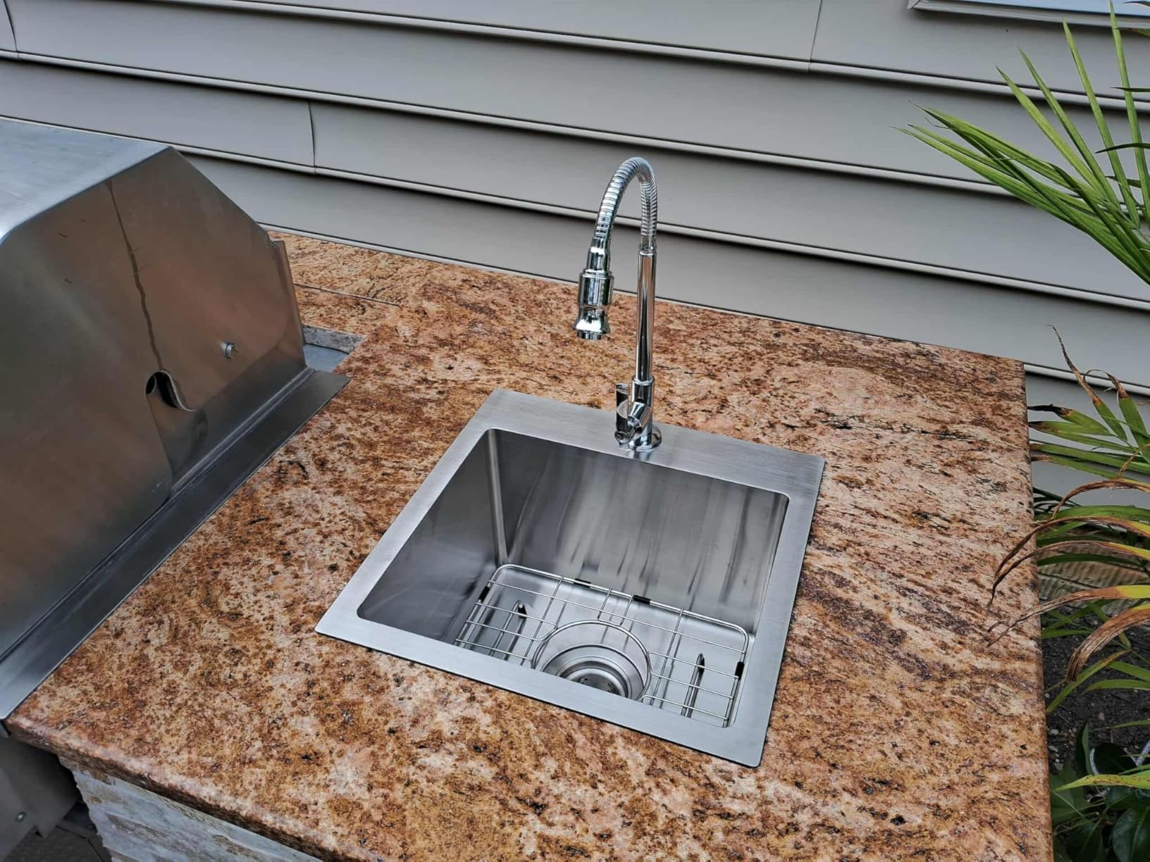 COMLLEN 17x19 Inch Drop in Bar Sink, Outdoor Sink 304 Stainless Steel Kitchen Workstation, 16 Gauge 9 Inch Deep Brushed Nickel, RV Laundry Utility Kitchen Sinks with Cutting Board Grid Drain - Customer Photo 1